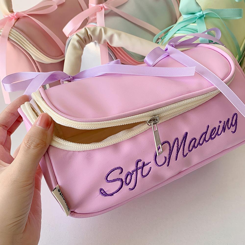 PU Leather Bow Stationery Bag Desktop Storage Bow Pencil Pouch Korean Style Pencil Case  School