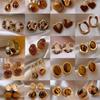 2024 Retro Amber Brown Women's Stud Earrings: High-End, Light Luxury, Niche Hong Kong Style