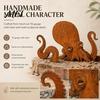 Octopus Garden Ornament Rust Patina Giant Squid Sculpture, 3D Metal Nautical Outdoor Patio Decoration Statue for Lawn Beach House Decor