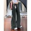 Women's High-Waist Army Green Retro Casual Wide-Leg Jeans