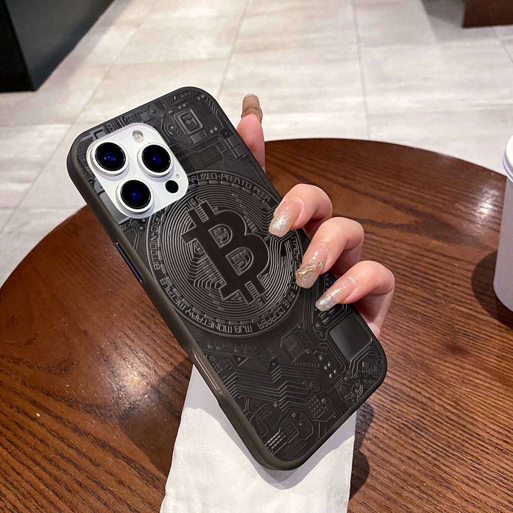 Ретро-логотип Bitcoin для iPhone 15 16 17 14 13 12 11 Pro Max 16E 16 Plus 17 Air Гофрированный Ударопрочный Чехол для Телефона