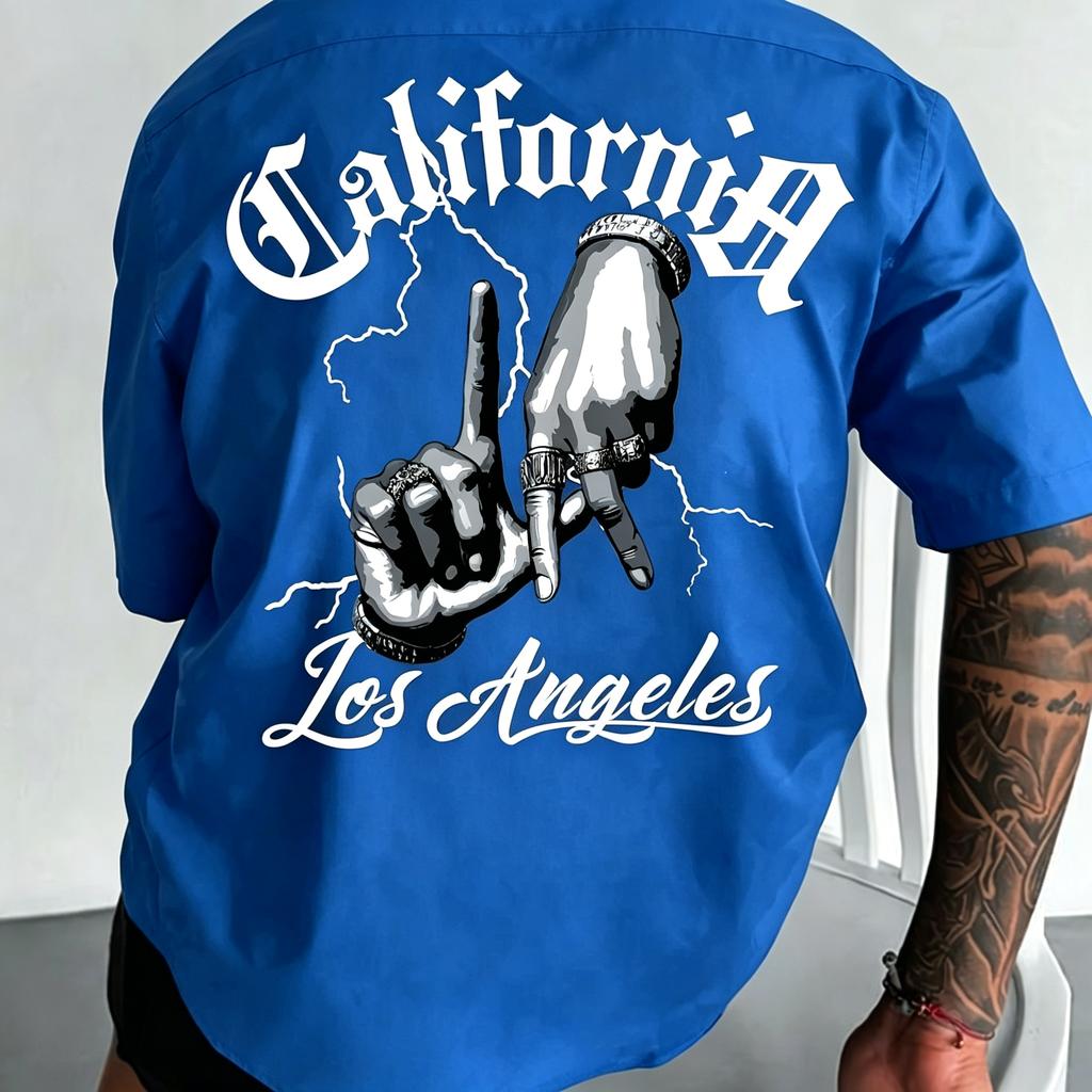 Unisexs Californialightning Hand Print Tshirt 100 Cotton Soft Comfortable Street Style Short Sleeve Crew Neck Casual Tee