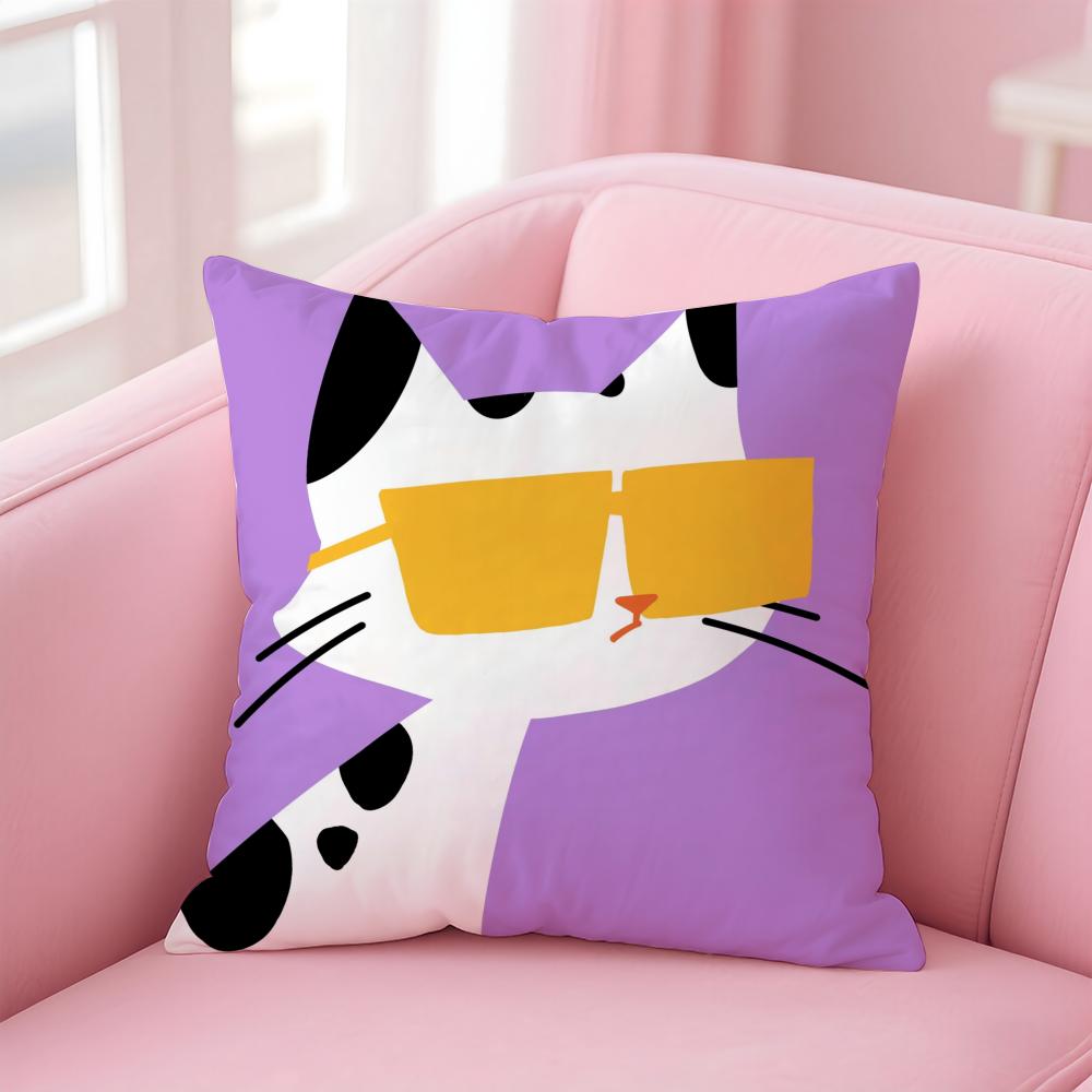 Funny And Fun Pictures Of Happy Animals Cushion Cover Linen Pillowcase Cover Soft Decor for Sofa Home Room