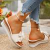 Bow Slippers Women's High Heels Summer New Platform Wedge Sandals Versatile Women's Flip-flops