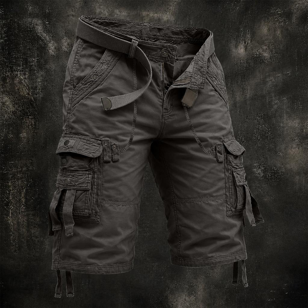 Men's Cotton Cargo Shorts with Multiple Pockets, Casual Summer Shorts (Belt Not Included)