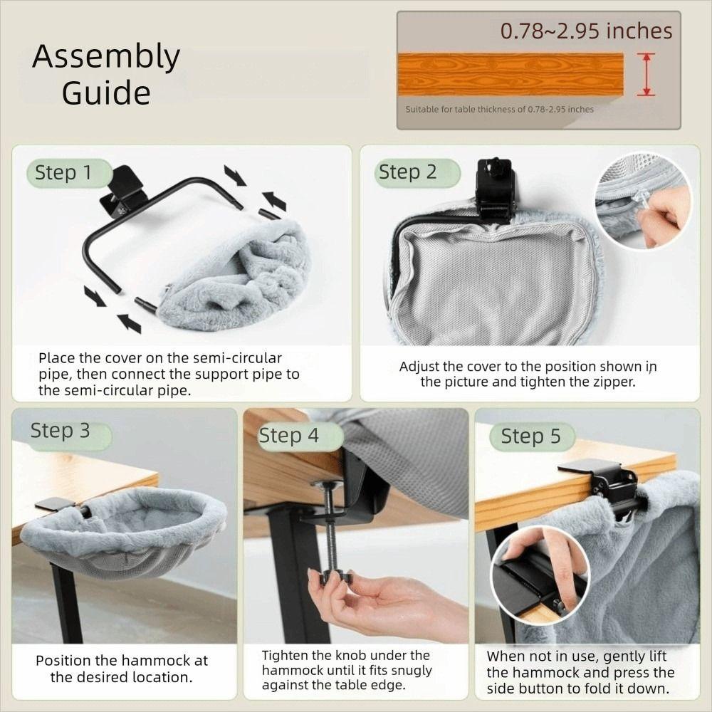 One-Click Folding Cat Desk Hammock Space-Saving Cat Perch Cat Desk Bed Home Office Desk