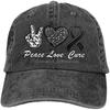 Melanoma Awareness Cap Peace Loves Cure Womens Ball Cap Gift Cowboy Hats Four Seasons Denim Cap Unisexs Cap Casual One Size
