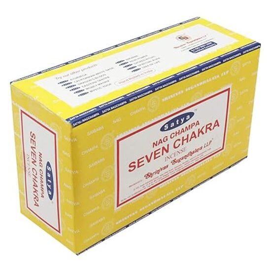 Satya Ароматические палочки Nag Champa Seven Chakra Agarbatti, коробка 180 грамм | 12 упаковок по 15 грамм в коробке | Экспортное качество