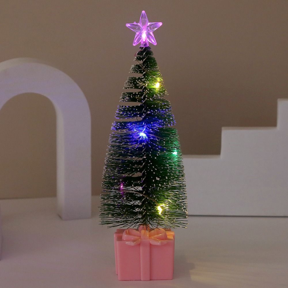4pcs LED Colorful Xmas Tree Mini Christmas Home Decoration Toy Luminous Christmas Tree  Gift