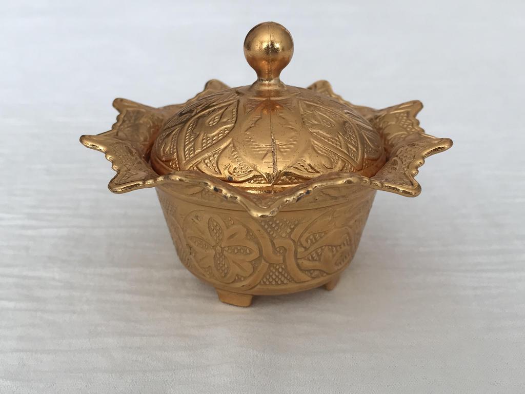 Traditional Turkish Delight and Sugar Bowl, Lidded Sugar Bowl, Decorative Authentic Medieval Style Wedding Gift, Gold Plated Bowl