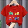 New Boys Tshirt Europeanstyle Childrens Engineering Car Printed Sweatshirt with Short Sleeves Soft polyester fabric  summer