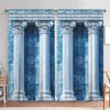 2pcs Roman Column Marble Background Printed Curtain for Home Decor - Rod Pocket Window Treatment for Bedroom, Office, Kitchen