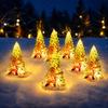 Outdoor Solar Christmas Decorations Garden Light, Santa Tree Resin Yard Stake Decor with Lawn Pathway Stakes Warm Glow, Waterproof Lamp for