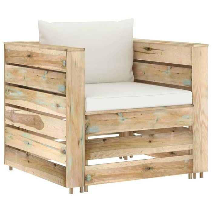 Maison Exclusive - Salon de jardin 2 pcs avec coussins vert bois imprégné