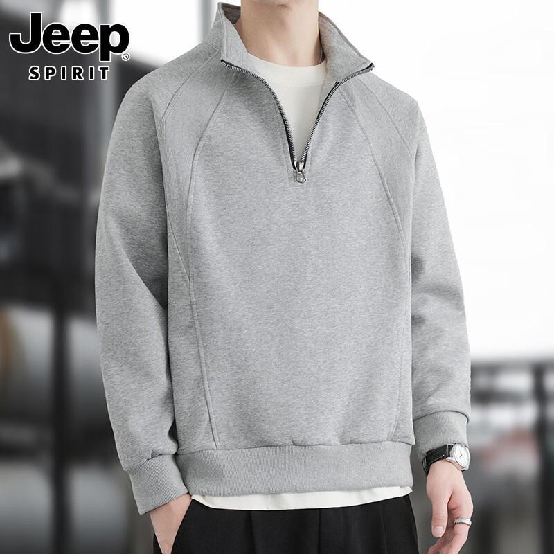 Мужской пуловер JEEP SPIRIT в американском стиле с молнией до середины и воротником-стойкой