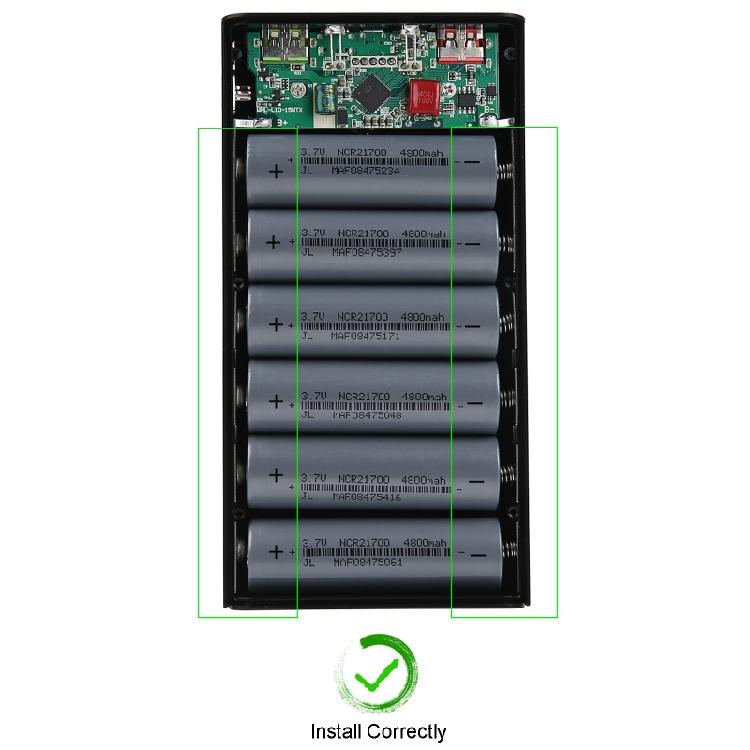 Съемный 5 Вт 10 Вт 22,5 В QC3.0 ЖК 6x21700 Аккумулятор для Корпуса Power Bank для Корпуса