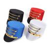 Cosplay Show Marching Band Hat Gold Trim Strips Soldier Top Cap Drum Major Master Hats Halloween