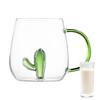 Кактус / Маленький кит Стеклянная чашка Трехмерная форма животного и растения Чашка для кофе, молока, напитков Милая прозрачная стеклянная чашка