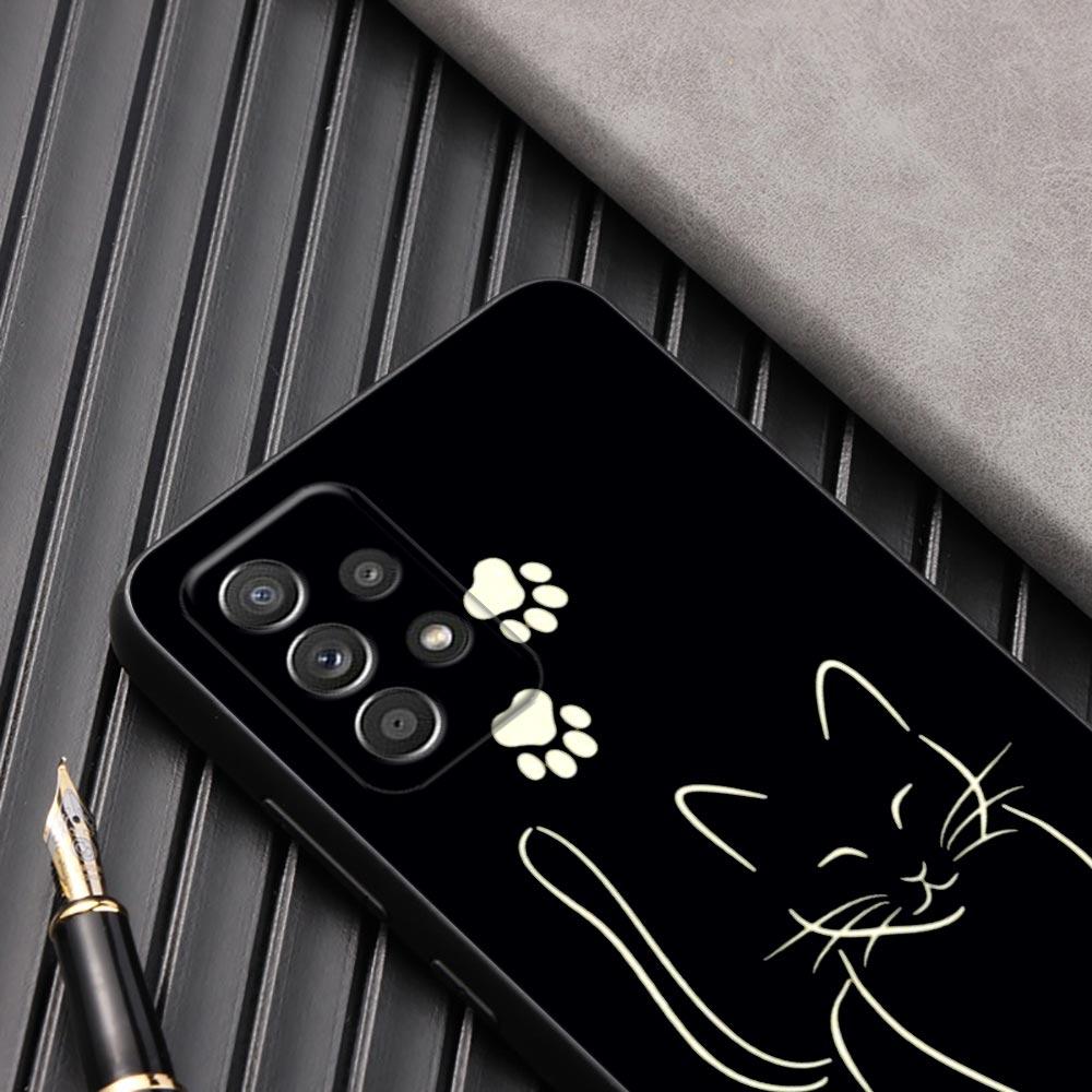 Забавный Милый Кот Лайн-Арт Чехол для Телефона Для Samsung Galaxy A57 A56 A37 A55 A36 A26 A54 A52 A35 A34 A25 A17 A16 A15 A07 A06 Мягкий Чехол