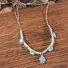 Bohemian vacation style egg flower necklace earrings set ins niche flower soft pottery color collarbone chain tide