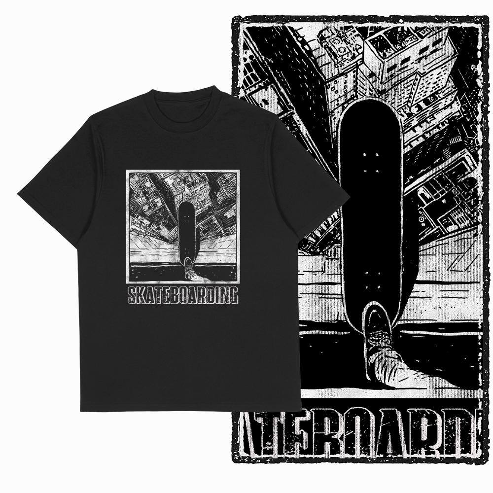 Coolmind YD скейтборд Хлопковая Эксклюзивная Графика Мужская футболка для мужчин хлопок Большой Размер скейт Крутая ЧЕРНАЯ мужская оригинальная футболка