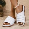 Модные белые сандалии на платформе из искусственной кожи женские легкие больших размеров 36-43 пляжные сандалии женские 2025 летние шлепанцы на танкетке женские