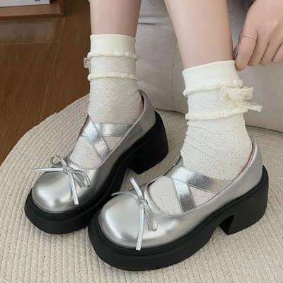 Модные женские босоножки с бантом 2024 летние туфли Мэри Джейн на высоком каблуке новые модные туфли на платформе с открытой пяткой сексуальное платье туфли-лодочки вечерние женские туфли Zapatillas