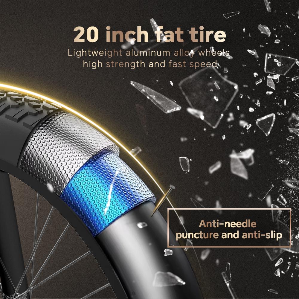 DRVETION CT20 Складной Электровелосипед 20*4.0" Толстые Шины 750 Вт Мотор 48 В 10 Ач/15 Ач/20 Ач Батарея 45 км/ч Макс. Скорость Дисковый Тормоз Shimano 7-скоростей