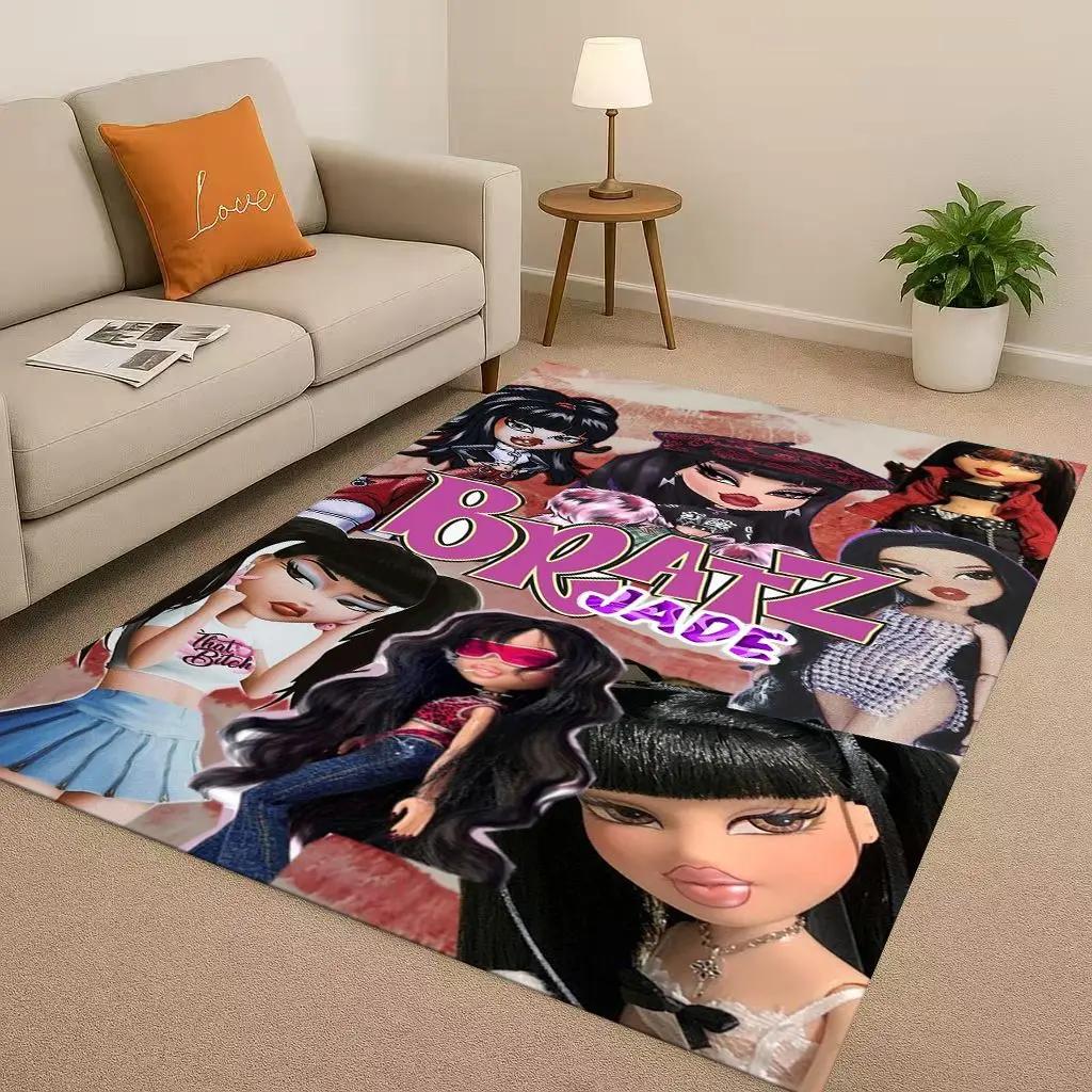HD Cartoon Bratz Doll Girl living Room Non-Slip Area Rug Soft Carpet for Bedroom Playroom and Sofa,Easy Clean Home Decor Doormat