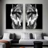Wall Art Picture Wolf Head Animal Poster Nordic Style Black White Canvas Print Painting Scandinavian Modern Home Room Decoration
