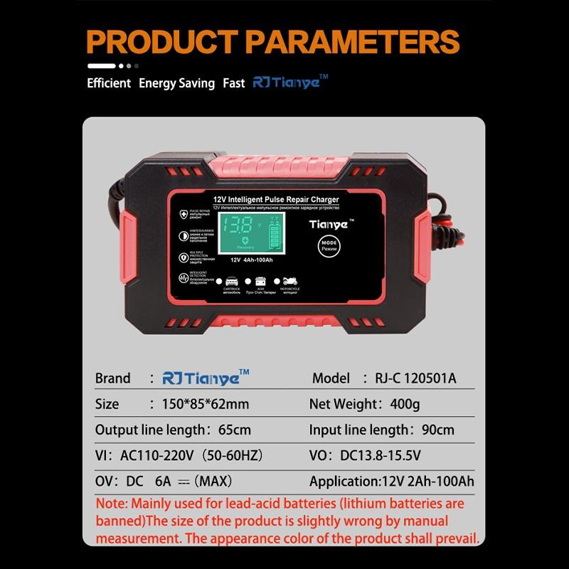 Полностью автоматическое автомобильное зарядное устройство 12 В, 6 А/12 В 10 А, 24 В 5 А/12 В 8 А, 24 В 4 А, зарядное устройство с цифровым дисплеем, импульсные зарядные устройства для ремонта, влажные, сухие, свинцово-кислотные