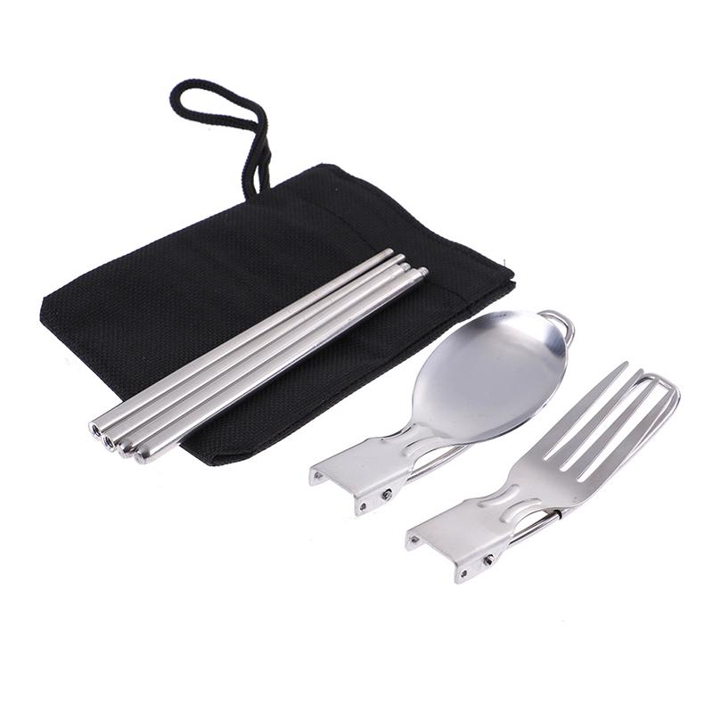 1 комплект портативных складных столовых приборов для пикника и путешествий ложка вилка нож палочки для еды