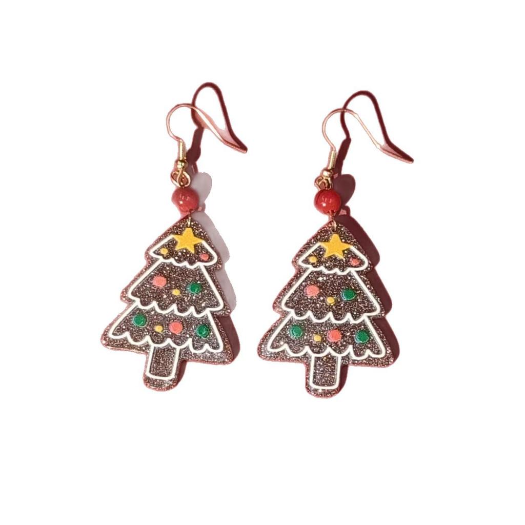 Creative Christmas Tree Stud Earrings - Festive Acrylic Earrings for Women