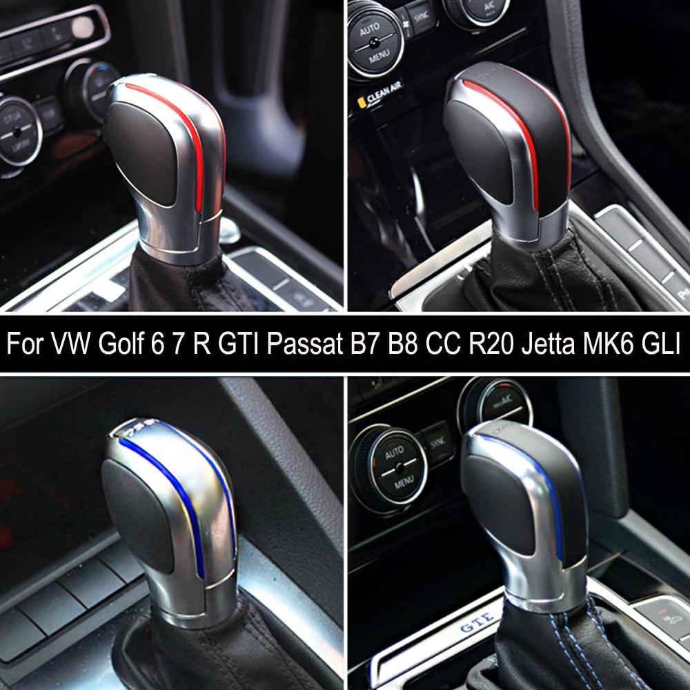 Chrome Matte Gear Shift Knob DSG Cover Cap RED ABS Gear Shift Knob Fit For Volkswagen VW Golf MK6 MK7 R GTI