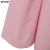 VONDA 2 шт. Женские костюмы Повседневный костюм из двух предметов: блузка с длинным рукавом и брюки, застежка сбоку