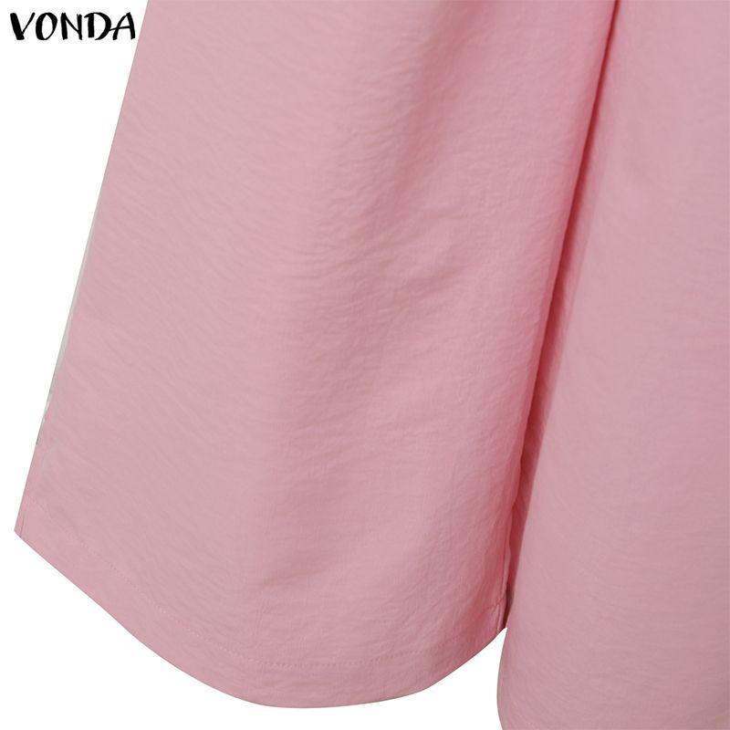 VONDA 2 шт. Женские костюмы Повседневный костюм из двух предметов: блузка с длинным рукавом и брюки, застежка сбоку