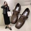 Туфли Мэри Джейн в стиле ретро женские 205 весна новые французский темперамент элегантные пряжки квадратный нос легкий рот толстый каблук туфли для поездок на работу