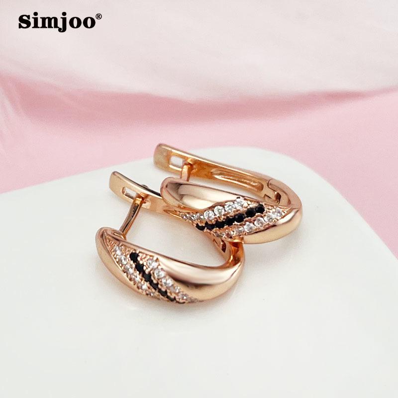SIMJOO новые элегантные простые серьги из розового золота для женщин, индивидуальные серьги с полированным медным цирконом