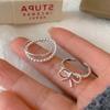 Кольцо Niche Design Bow Pearl Cross Double Ring женское легкое роскошное ретро элегантное индивидуальное кольцо