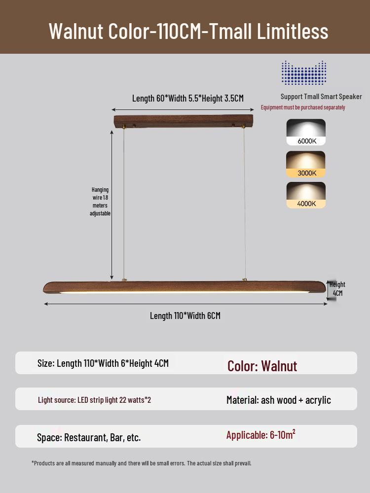 White Ash Solid Wood Zen Chandelier for Dining Room, Tea Room, Bar Counter, or Office Desk