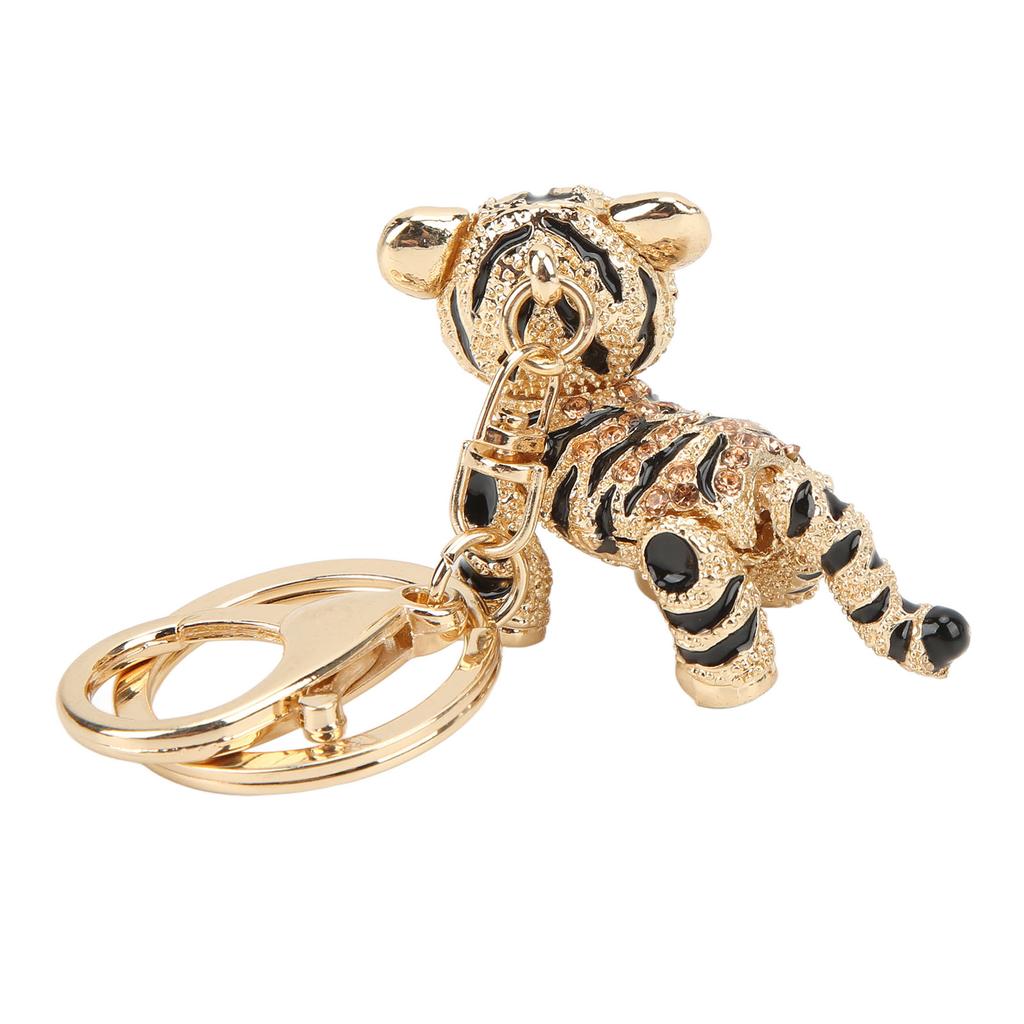 Tiger Keychain Three Dimensional Small Tiger Rhinestone Car Keychain Ladies Bag Ornaments