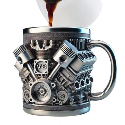 Забавная 3D Дизайн Двигателей V8 V6 Чайная Чашка Кофейная Кружка Ручной Работы Двигатели Нержавеющая Сталь Смола Большая Вместимость Кофейная Чашка