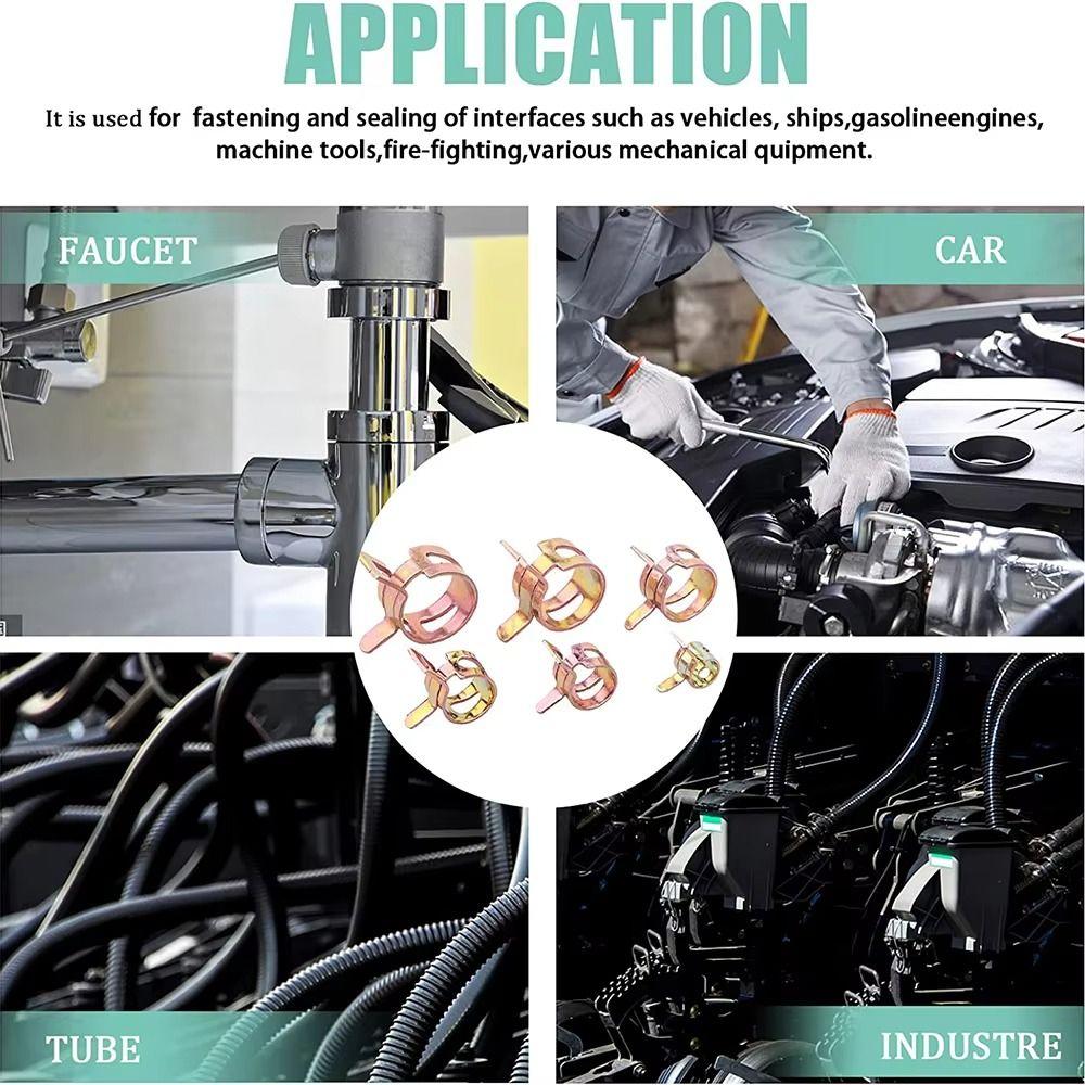 100Pcs 6-17mm Fuel Line Hose Clip Spring Driven Water Pipe Fastener Sorting Kit