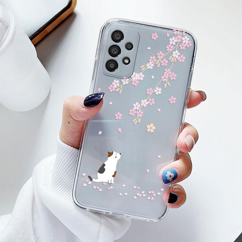 Чехол для телефона Samsung A53 5G A33 Цветочный силиконовый чехол для Samsung Galaxy A73 Fundas Coque Прозрачный мягкий Capas Цветочный ТПУ