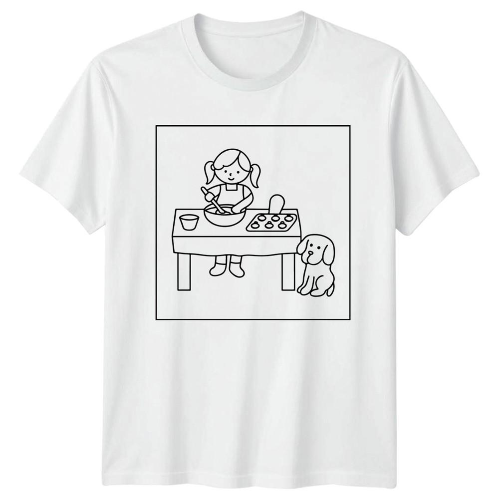 Girl Baking With Dog Hobbies Unisexs TShirt Unisexs Tee Graphic Unisex Top
