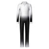 Boys Sparkly Rhinestones Full Body Jumpsuit Long Sleeve Long Pants Color Gradient Figure Skating Dance Bodysuit