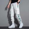 Men Cargo Pants Strap Decor Multi Pockets Loose Elastic Waist Ankle-banded Color Matching Hip Hop Streetwear Work Outdoor Trouse