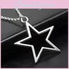Модное винтажное серебряное полое ожерелье с подвеской в виде звезды для мужчин и женщин размером 36x33 мм