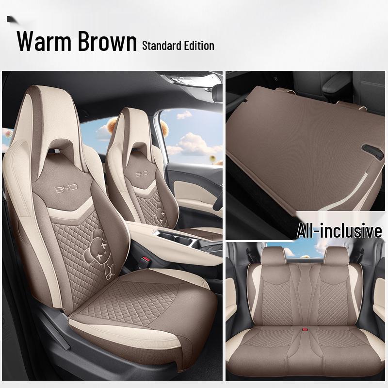 New BYD Seagull Five-Seat Cartoon Linen Car Seat Cushion