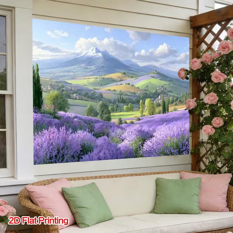 2D фон для фотосъемки Прованская лаванда, фон с горным пейзажем